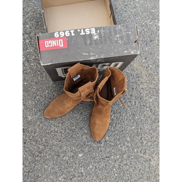 Dingo 1969 Size 10M Women's Kelsey Suede Fringed Hidden Wedge Western Boots - Picture 3 of 10